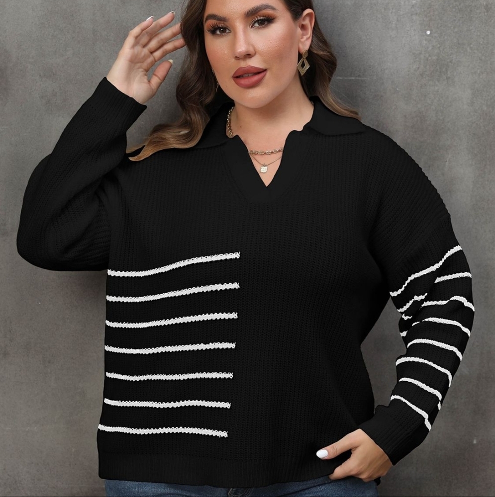 Plus Size Half the Drama Sweater - Black